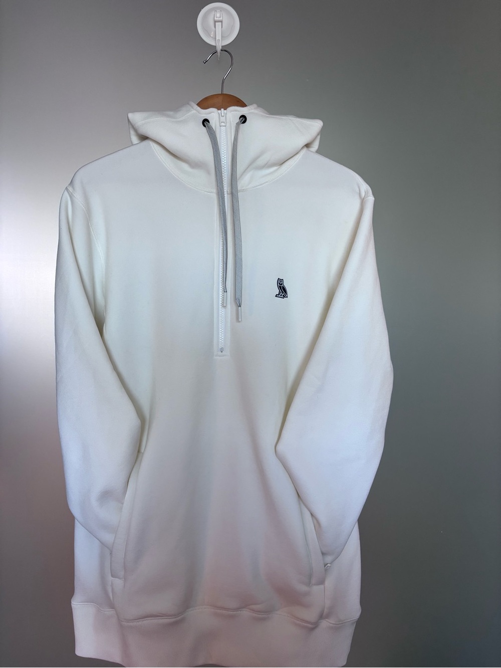 OVO Cream Half-Zip Hoodie with Subtle Owl Logo
